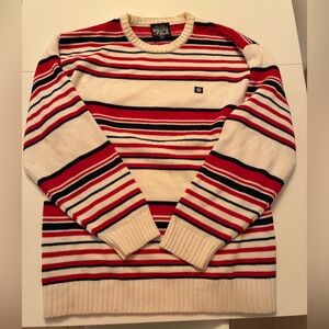 South Pole Red, Black & White Striped Crewneck Sweater